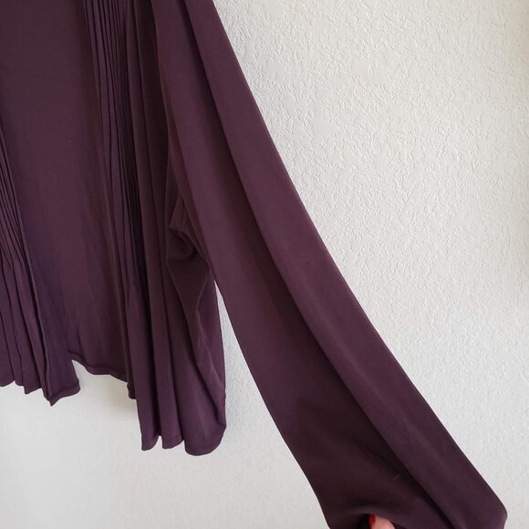 Catherine's Woman Size 4X Dark Purple Slinky Stretch Cardigan Pintuck Open Front - Picture 3 of 6